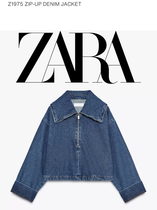 Zara Jackets & Blazers - ZARA Dark Blue Cropped Zip-Up Denim Jacket